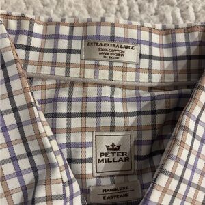 Peter Millar Men's Checkered Shirt - Purple, Black, and Tan